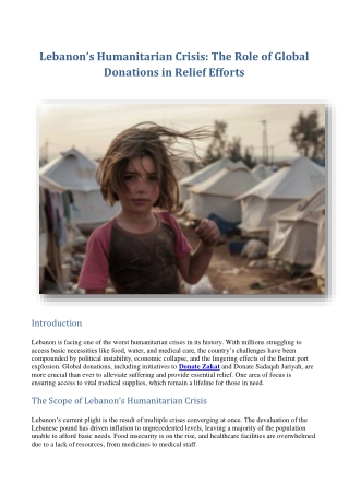 Lebanon’s Humanitarian Crisis The Role of Global Donations in Relief Efforts