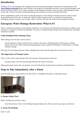 Emergency Water Damage Restoration: Quick Steps to Take After a Flood