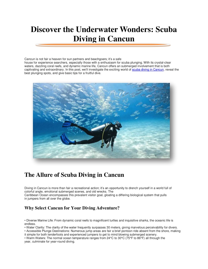 discover the underwater wonders scuba diving