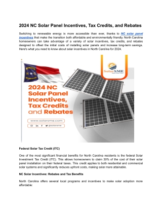 2024 nc solar panel incentives tax credits