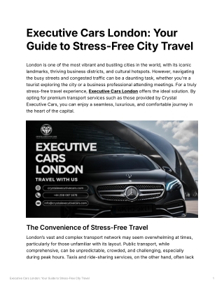 Executive Cars London Your Guide to Stress-Free City Travel