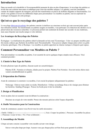 “Comment Personnaliser vos Meubles en Palette ?”