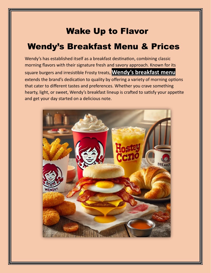 PPT Wake Up To Flavor Wendys Breakfast Menu Prices PowerPoint