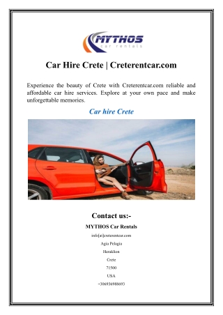 Car Hire Crete  Creterentcar.com