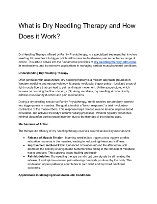 What is Dry Needling Therapy and How Does it Work