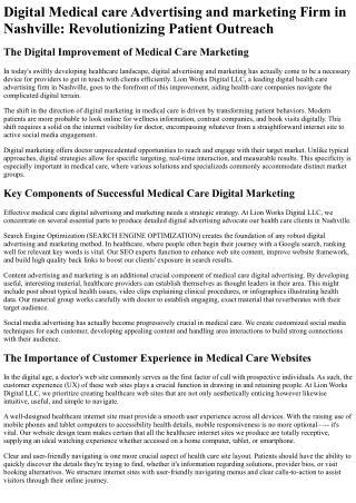digital medical care advertising and marketing