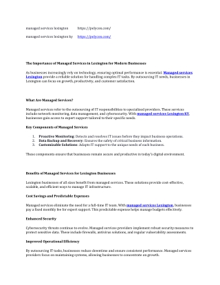 The Importance of Managed Services in Lexington for Modern Businesses