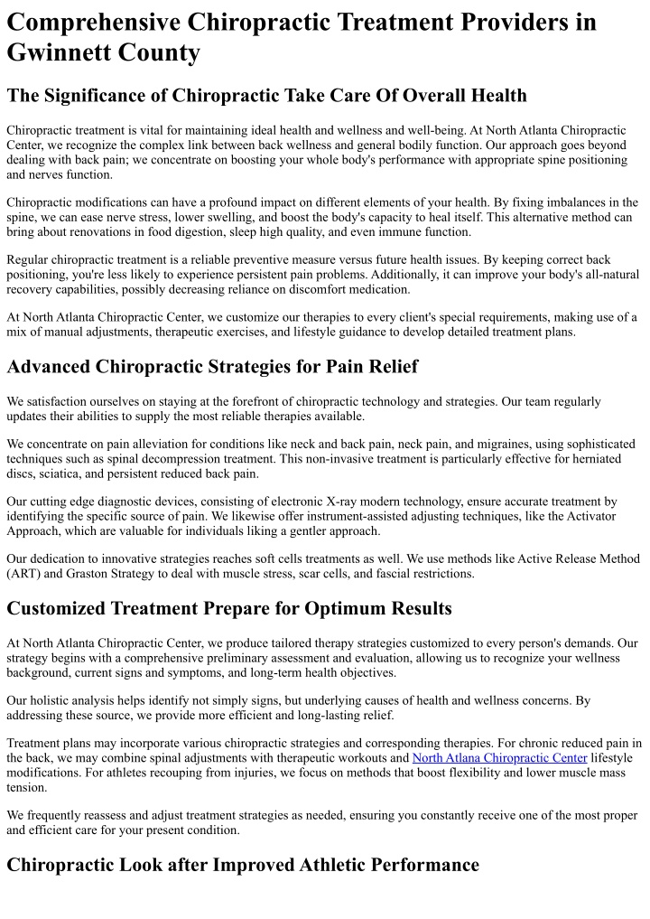 comprehensive chiropractic treatment providers