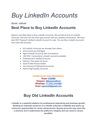 Buy LinkedIn Accounts - Old, Form Egsmm