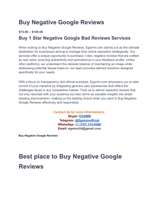 Buy Negative Google Reviews From EGSMM