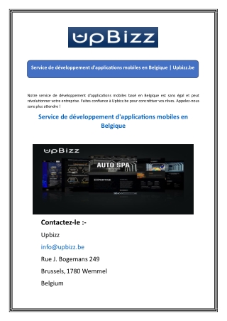 Service de développement d'applications mobiles en Belgique  Upbizz.be