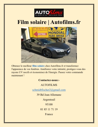 Film solaire  Autofilms.fr