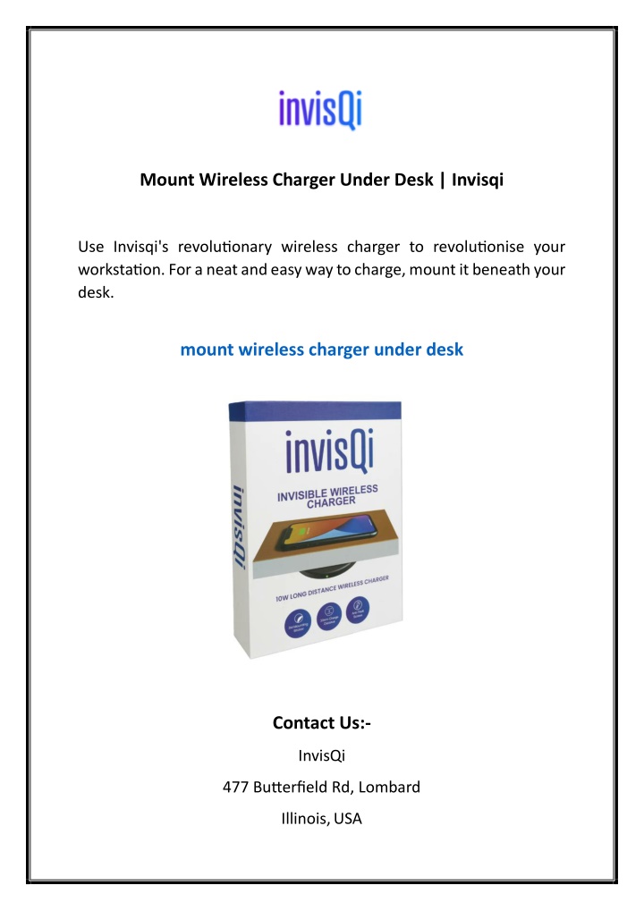 mount wireless charger under desk invisqi