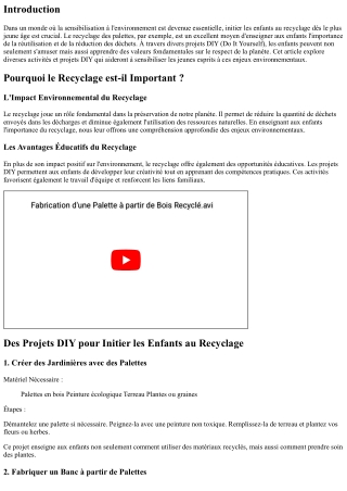 “Des Projets DIY pour Initier les Enfants au Recyclage”