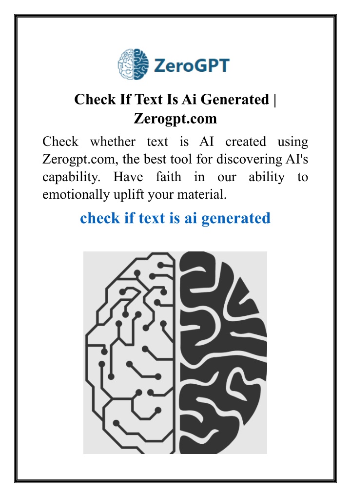 check if text is ai generated zerogpt com check