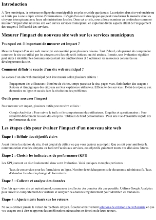 Mesurer l'impact du nouveau site web sur les services municipaux