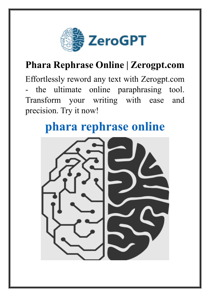 phara rephrase online zerogpt com effortlessly