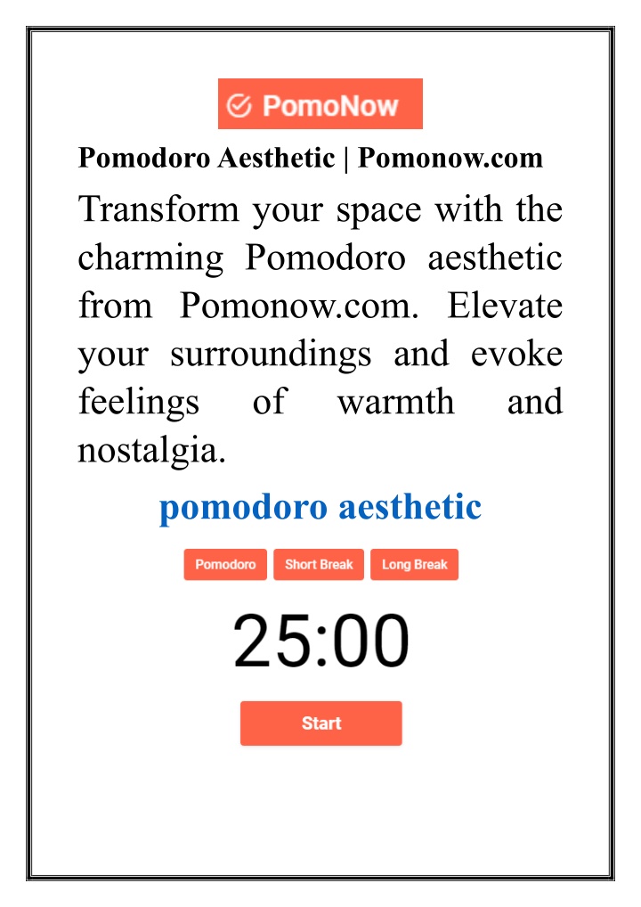 pomodoro aesthetic pomonow com transform your