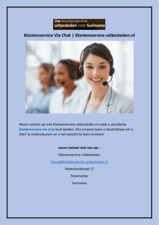 Klantenservice Via Chat  Klantenservice-uitbesteden.nl