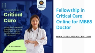 Fellowship in Critical Care Online for MBBS Doctor - GlobalMedAcademy