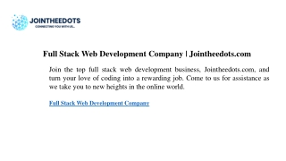 full stack web development company jointheedots