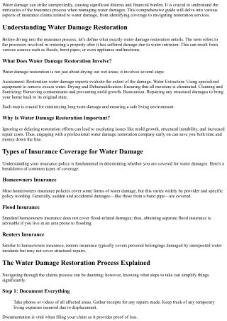 “A Guide to Understanding the Insurance Process for Water Damages”