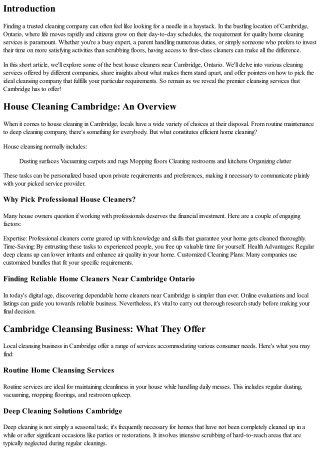 Discover the Top Home Cleaners Near Cambridge, Ontario