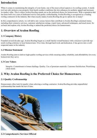 Why Avalon Roofing is the Preferred Choice for Homeowners.