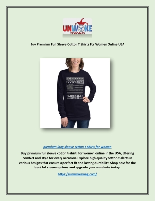 Buy Premium Full Sleeve Cotton T Shirts For Women Online USA