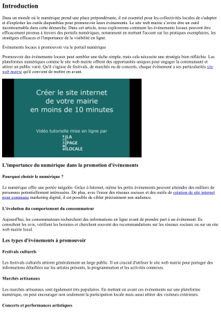 “Événements locaux à promouvoir via le portail numérique.”