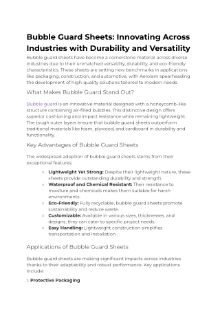 Bubble Guard Sheets_ Innovating Across Industries with Durability and Versatility