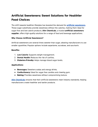 Artificial Sweeteners_ Sweet Solutions for Healthier Food Choices
