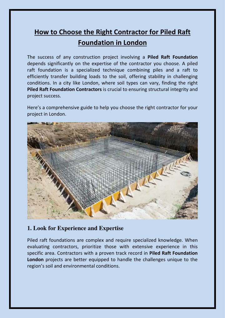 Ppt How To Choose The Right Contractor For Piled Raft Foundation In London Powerpoint