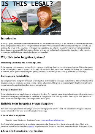 Efficiently Water Your Area with Trustworthy Solar Irrigation System Suppliers
