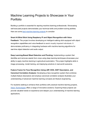 machine learning projects to showcase in your