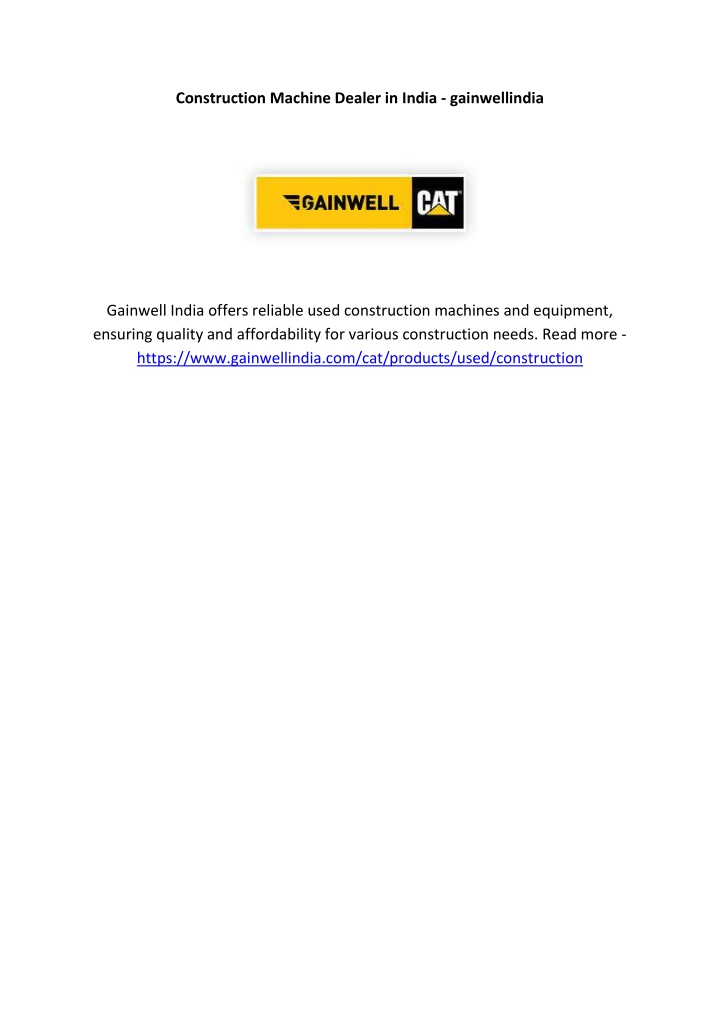 construction machine dealer in india gainwellindia