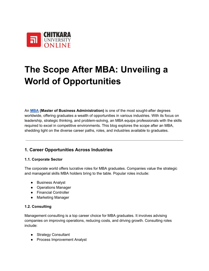 the scope after mba unveiling a world