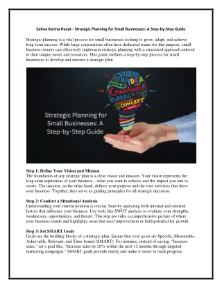 Salma Karina Hayat - Strategic Planning for Small Businesses - A Step-by-Step Guide