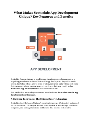 What Makes Scottsdale App Development Unique Key Features and Benefits