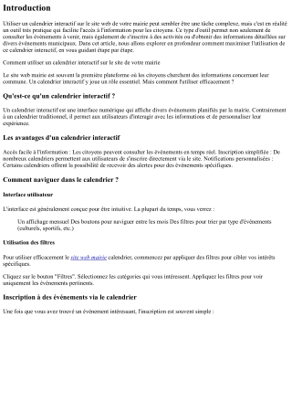 “Comment utiliser un calendrier interactif sur le site de votre mairie”
