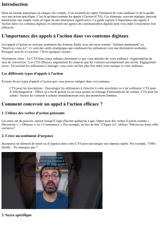 “L'importance des appels à l'action dans vos contenus digitaux”
