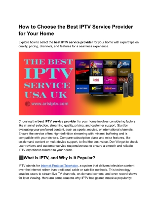 how to choose the best iptv service provider
