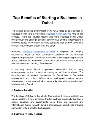 Top Benefits of Starting a Business in Dubai