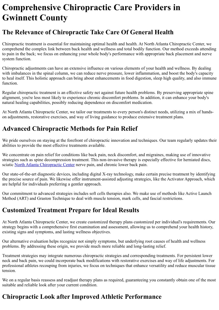 comprehensive chiropractic care providers