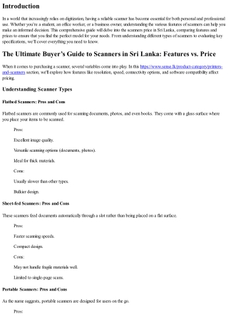 The Ultimate Buyer’s Guide to Scanners in Sri Lanka: Features vs. Price