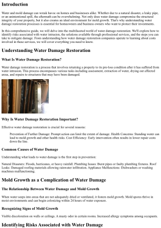 “Water and Mold Damage Restoration: Identifying Risks and Solutions”