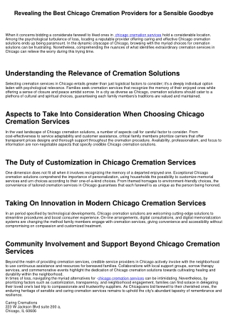 Unveiling the very best Chicago Cremation Solutions for a Dignified Farewell