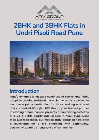 2BHK and 3BHK Flats in Undri Pisoli Road Pune | ARV New Town | Pune