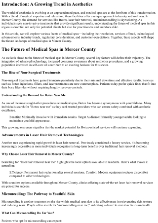 “The Future of Medical Spas in Mercer County”