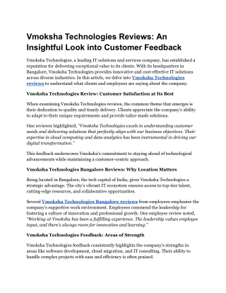 Vmoksha Technologies Reviews_ An Insightful Look into Customer Feedback